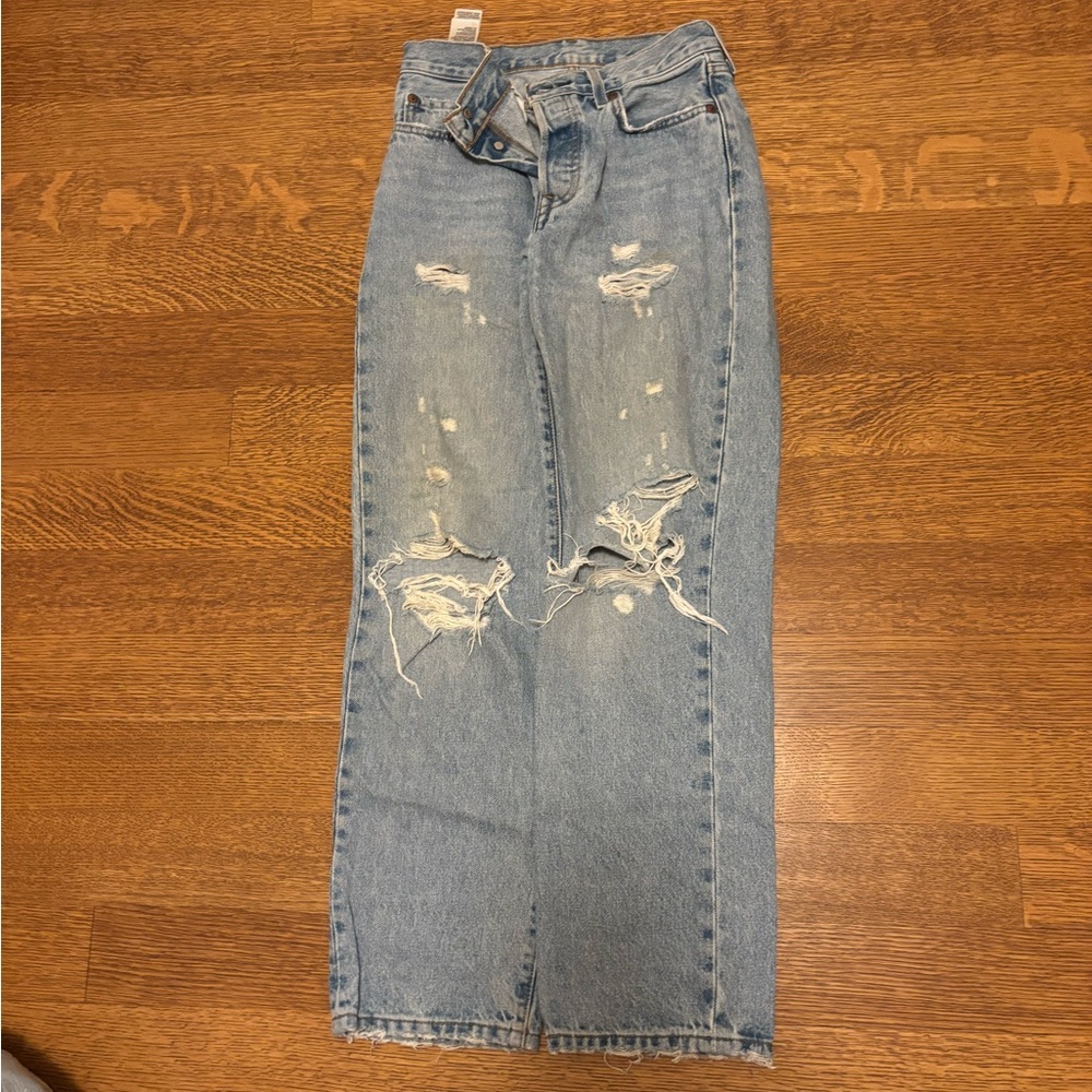 Levi's Light Blue Distressed Boyfriend Jeans